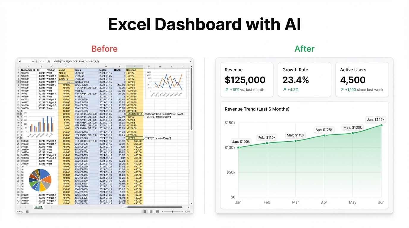 How to Create an Excel Dashboard Using AI (Without Touching a Formula)