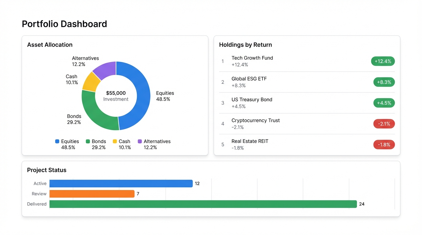 Portfolio Dashboard: Track Your Investments, Projects, or Work Samples in One Place