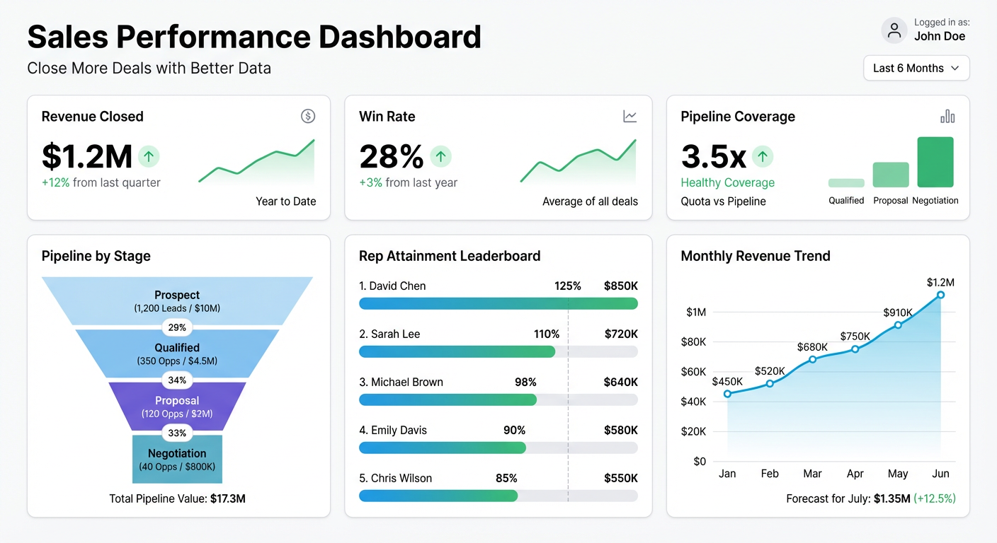 Sales Performance Dashboard: Close More Deals with Better Data